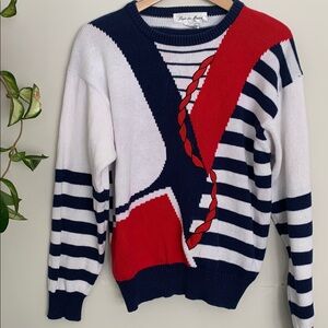 Vintage 100% Cotton Colorful Striped Sweater